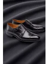 Chaussures double boucle noir patiné — sur mesure — Costume Privé Paris