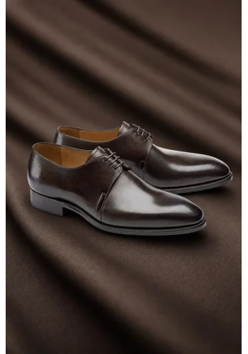 Chaussures derby marron patiné — sur mesure — Costume Privé Paris