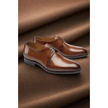 Chaussures derby cognac patiné — sur mesure — Costume Privé Paris