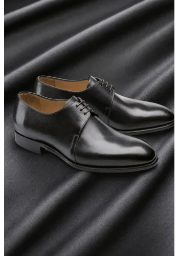 Chaussures derby noir patiné — sur mesure — Costume Privé Paris