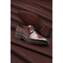 Chaussures derby bordeaux patiné — sur mesure — Costume Privé Paris