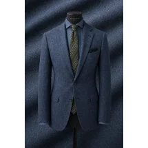 Blazer Bleu roi Harris Tweed — sur mesure — Costume Privé Paris