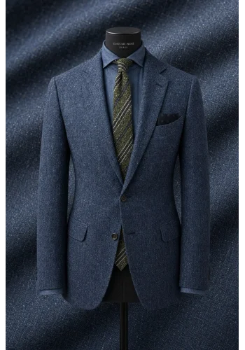 Blazer Bleu roi Harris Tweed — sur mesure — Costume Privé Paris