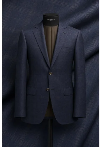 Costume bleu prince de galles marron — sur mesure — Costume Privé Paris