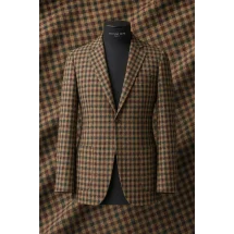Veste marron tweed carreaux — sur mesure — Costume Privé Paris