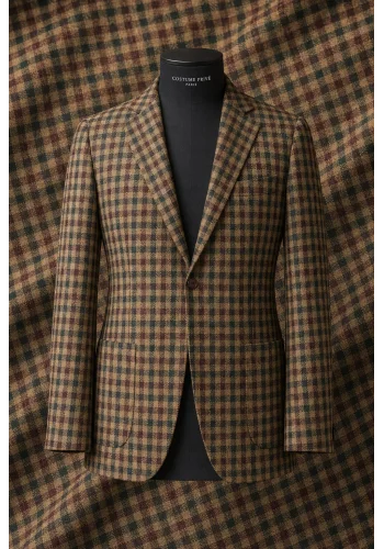 Veste marron tweed carreaux — sur mesure — Costume Privé Paris