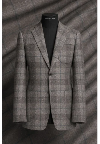 Veste gris clair large carreau — sur mesure — Costume Privé Paris