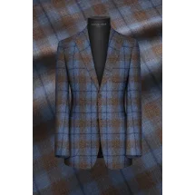 Veste marron bleu large carreau — sur mesure — Costume Privé Paris