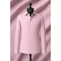 Chemise à carreaux rose et bleu — sur mesure — Costume Privé Paris