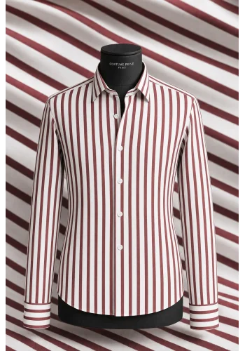 Chemise à rayures rouges pour homme — sur mesure — Costume Privé Paris