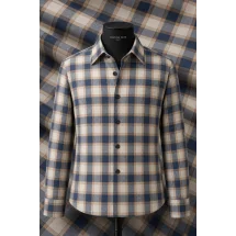 Chemise carreaux beige — sur mesure — Costume Privé Paris