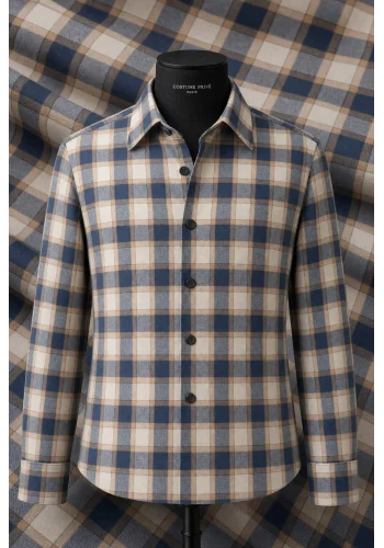 Chemise carreaux beige — sur mesure — Costume Privé Paris