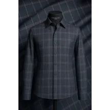 Chemise carreaux bleu — sur mesure — Costume Privé Paris