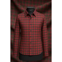 Chemise carreaux rouge — sur mesure — Costume Privé Paris