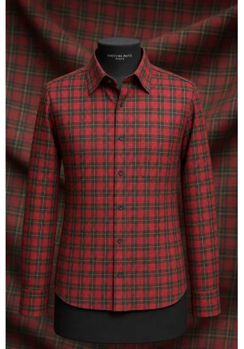 Chemise carreaux rouge — sur mesure — Costume Privé Paris