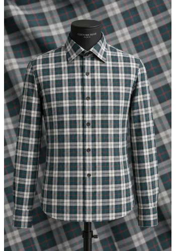 Chemise carreaux vert — sur mesure — Costume Privé Paris