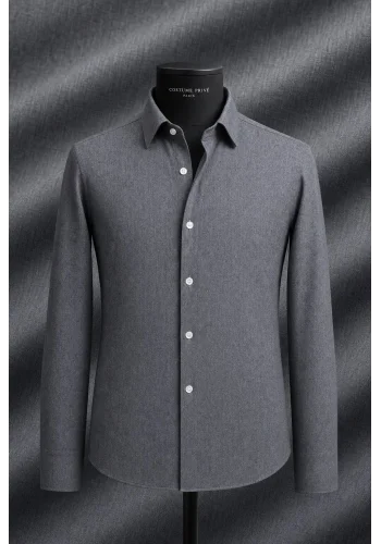 Chemise Coton Cachemire Gris — sur mesure — Costume Privé Paris
