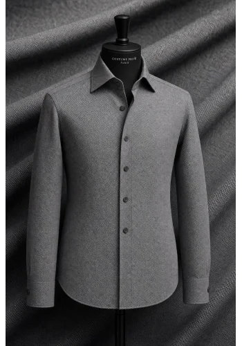 Chemise Denim Gris — sur mesure — Costume Privé Paris