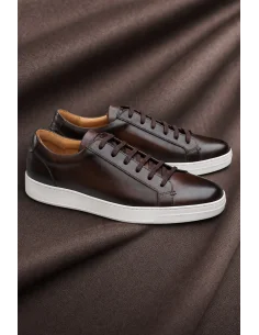Baskets cuir marron patiné