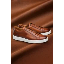 Baskets cuir cognac patiné — sur mesure — Costume Privé Paris
