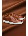 Baskets cuir cognac patiné — sur mesure — Costume Privé Paris