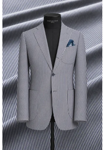 blazer seersucker — sur mesure — Costume Privé Paris