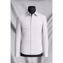 Chemise Fines Rayures Bleu Rouge — sur mesure — Costume Privé Paris