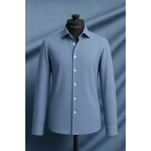 Chemise Denim Bleu Moyen — sur mesure — Costume Privé Paris