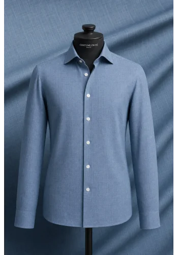 Chemise Denim Bleu Moyen — sur mesure — Costume Privé Paris