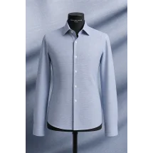 Chemise Lin Bleu Ciel — sur mesure — Costume Privé Paris