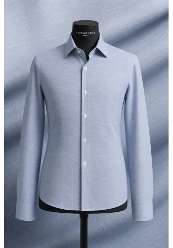Chemise Lin Bleu Ciel — sur mesure — Costume Privé Paris