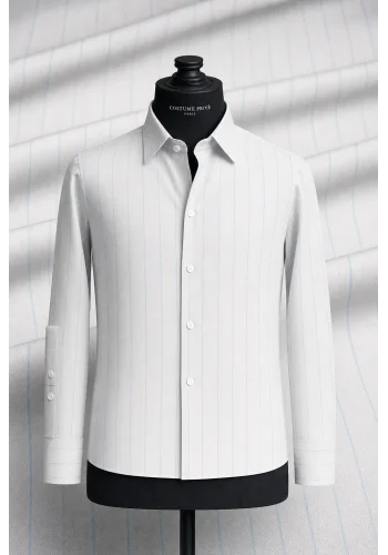 Chemise Blanche Larges Rayures — sur mesure — Costume Privé Paris