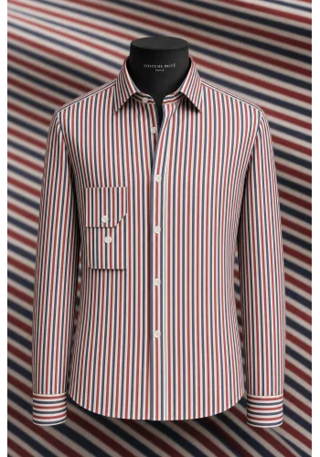 Chemise Rayures Bleu Blanc Rouge — sur mesure — Costume Privé Paris