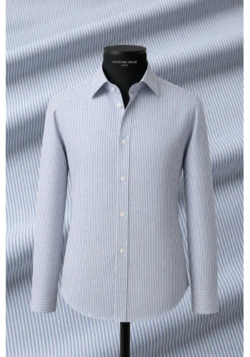 Chemise blanche rayures giro inglese — sur mesure — Costume Privé Paris
