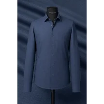 Chemise Bleu Foncé Oxford — sur mesure — Costume Privé Paris