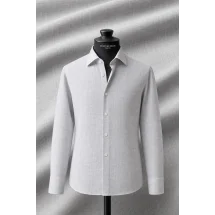 Chemise Coton Lin Blanc — sur mesure — Costume Privé Paris