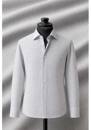 Chemise Coton Lin Blanc — sur mesure — Costume Privé Paris