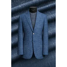 Blazer Bleu moyen Tweed Eté — sur mesure — Costume Privé Paris