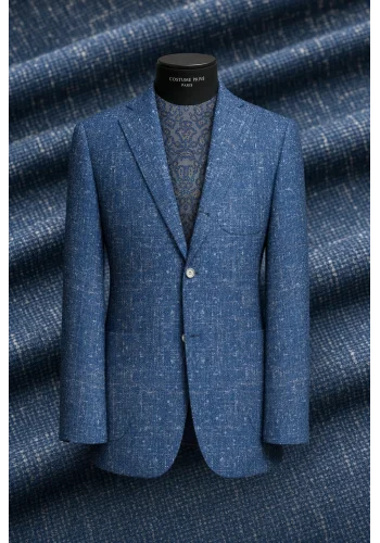 Blazer Bleu moyen Tweed Eté — sur mesure — Costume Privé Paris