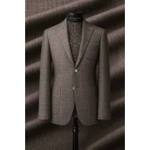 Blazer brun tweed été — sur mesure — Costume Privé Paris