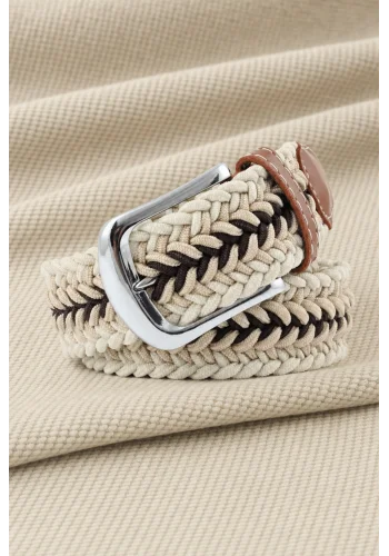 Ceinture Tressée tricolore beige — sur mesure — Costume Privé Paris