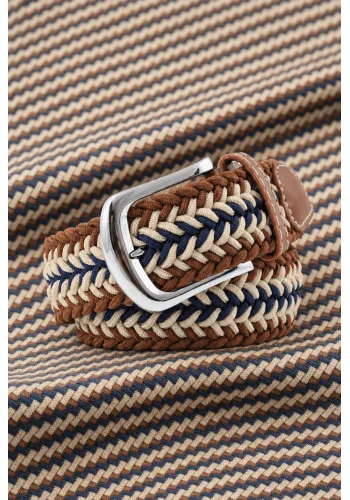 Ceinture Tressée tricolore marron — sur mesure — Costume Privé Paris