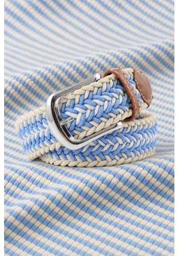 Ceinture Tressée tricolore bleu ciel — sur mesure — Costume Privé Paris