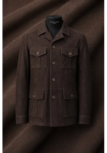 Saharienne Nubuck marron Roger — sur mesure — Costume Privé Paris
