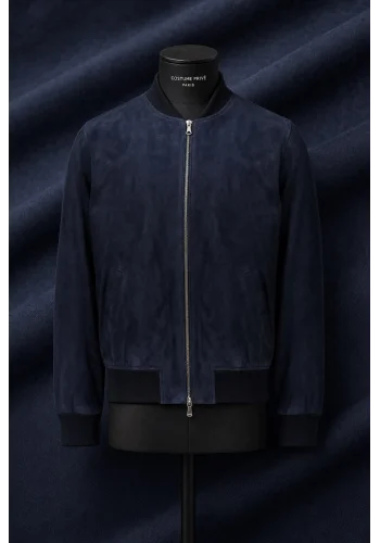 Blouson Suede bleu MA1 Steve — sur mesure — Costume Privé Paris