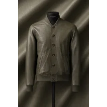 Blouson Cuir vert MA1 Steve — sur mesure — Costume Privé Paris