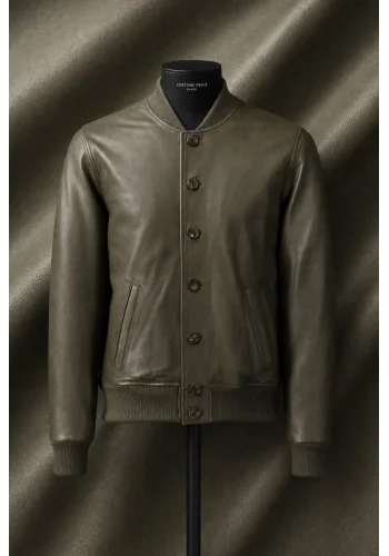 Blouson Cuir vert MA1 Steve — sur mesure — Costume Privé Paris