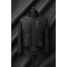 Blouson Cuir noir A1 Marlon — sur mesure — Costume Privé Paris