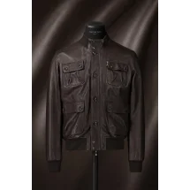 Blouson Cuir marron foncé A1 Marlon — sur mesure — Costume Privé Paris