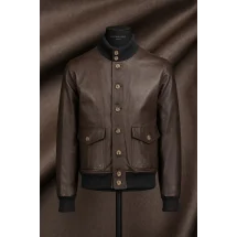 Blouson Cuir marron glacé A1 Cary — sur mesure — Costume Privé Paris